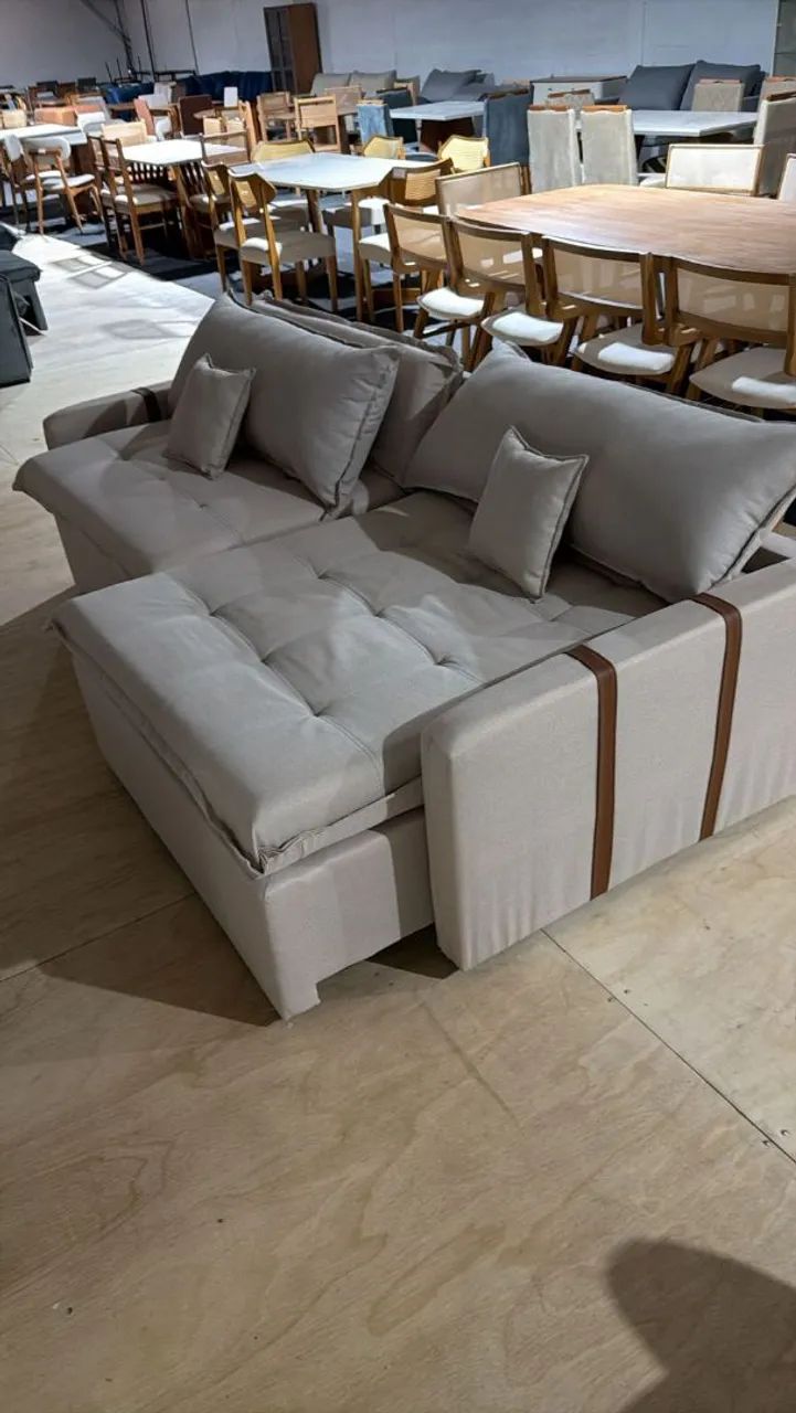 Sofá Itália Bege/Cinza 2.40mt