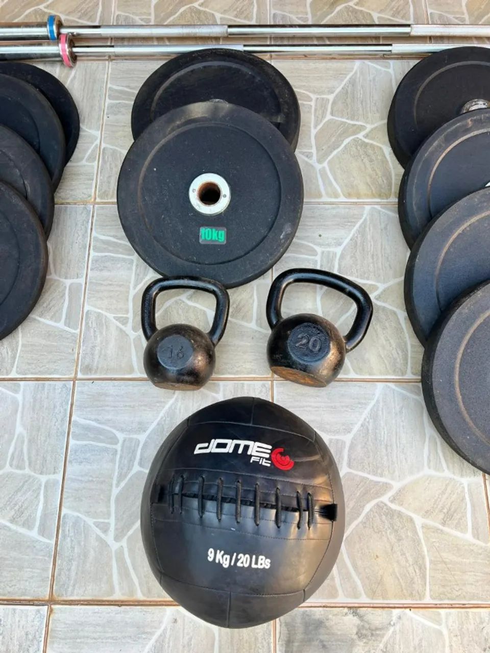KIT ANILHAS, BARRAS, KATLEBEL, BOLA CROSSFIT - Foto 3