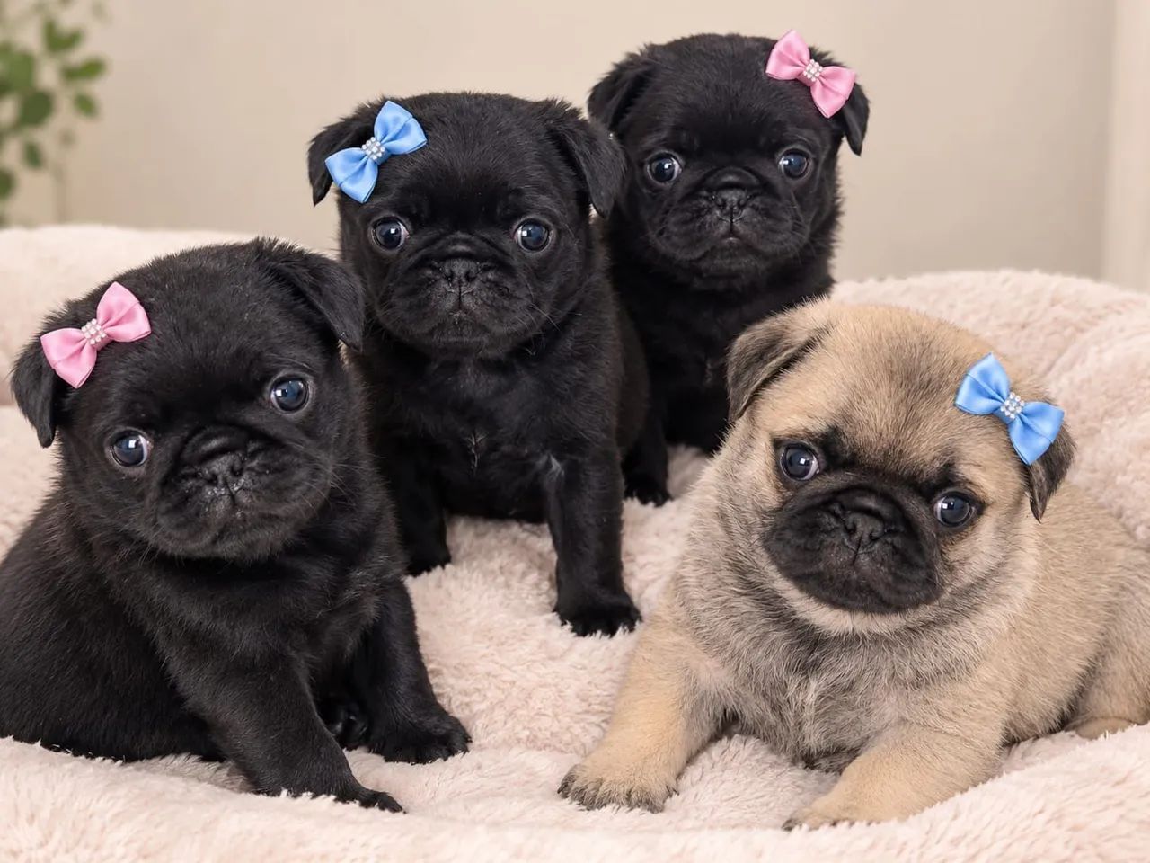Pug macho e fêmea 
