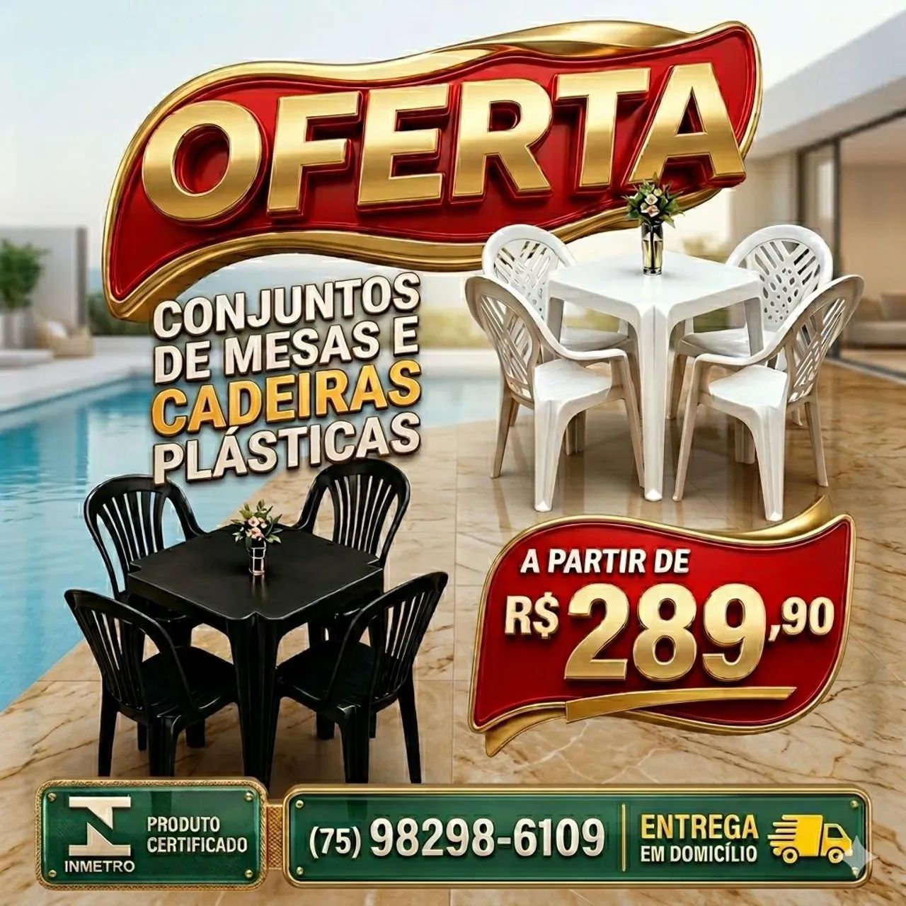 Conjuntos de mesas e cadeiras plásticas - Oferta 