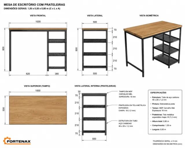 Mesa de Escritório com Prateleiras - Foto 3