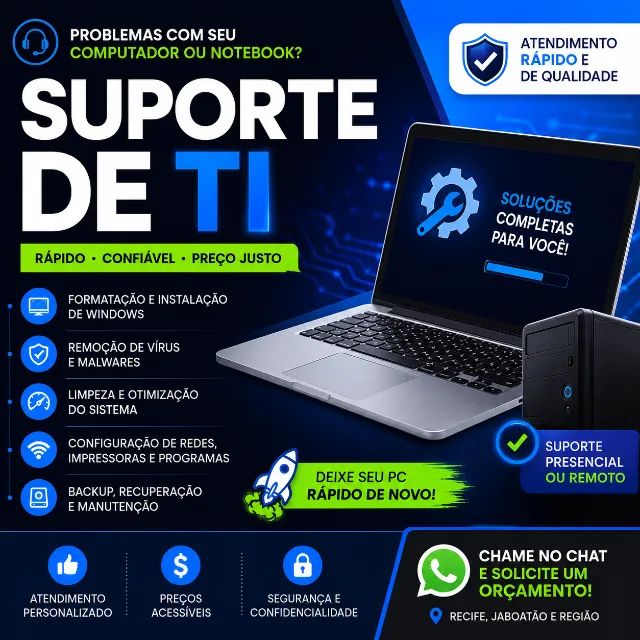 SUPORTE DE TI | Formatação | Instalação | Computadores e Notebooks
