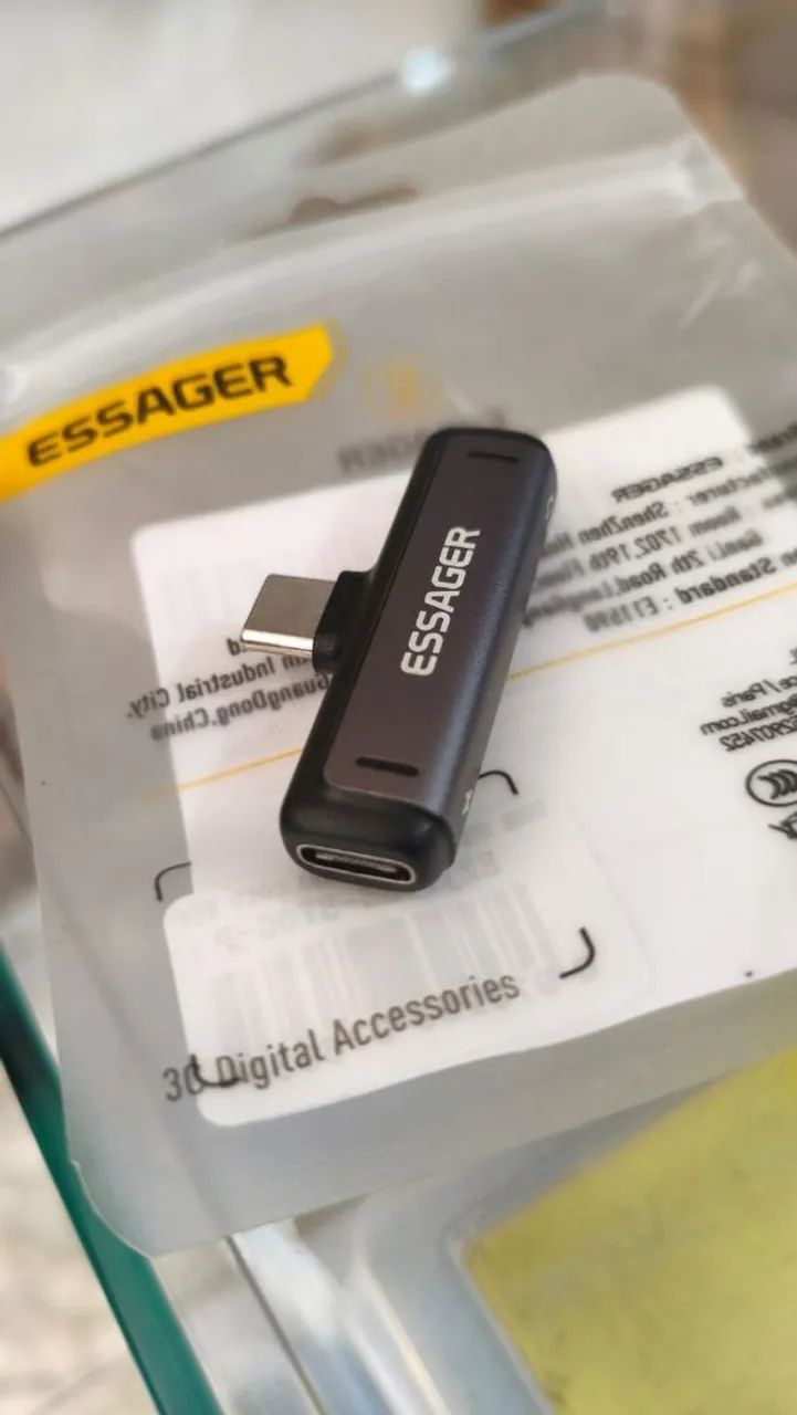 Essager adaptador tipo C 60w 2 em 1 para áudio 