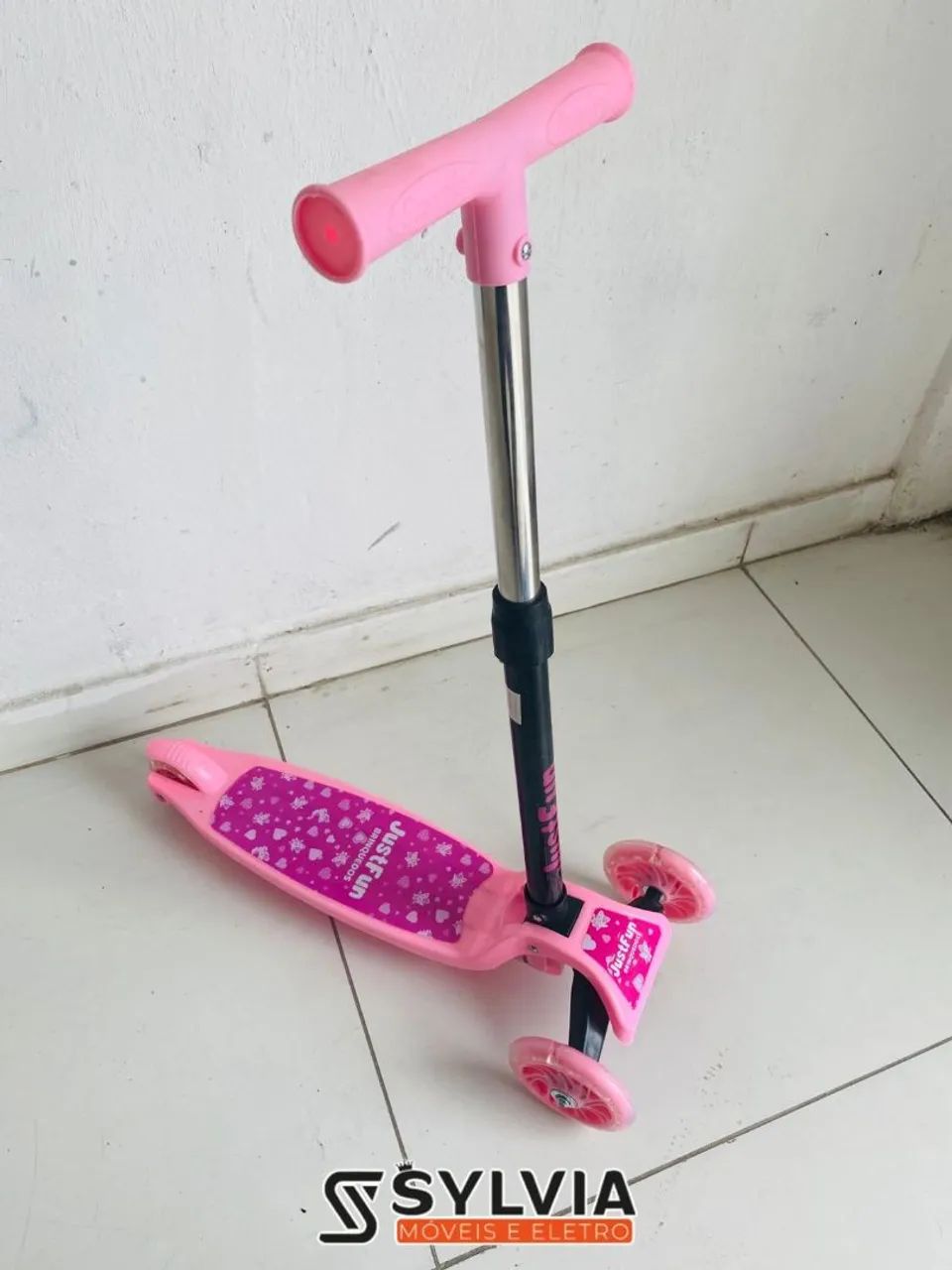 Patinete infantil rosa e azul  - Foto 4