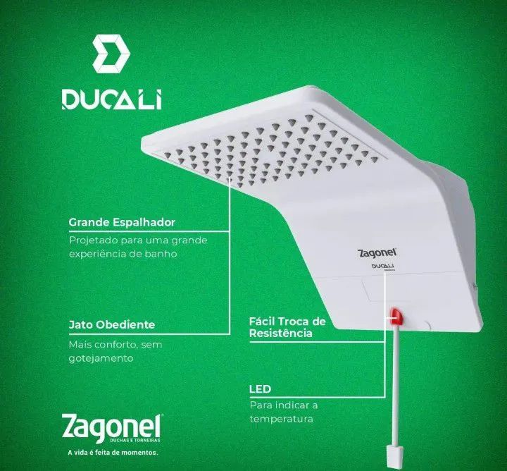 Chuveiro Ducha Zagonel Ducali Eletrônica 7500W NOVA - Foto 2