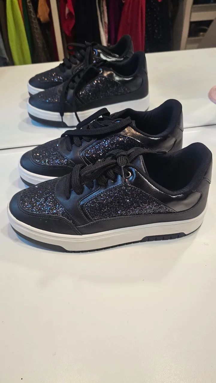 Tenis glitter preto - Foto 3