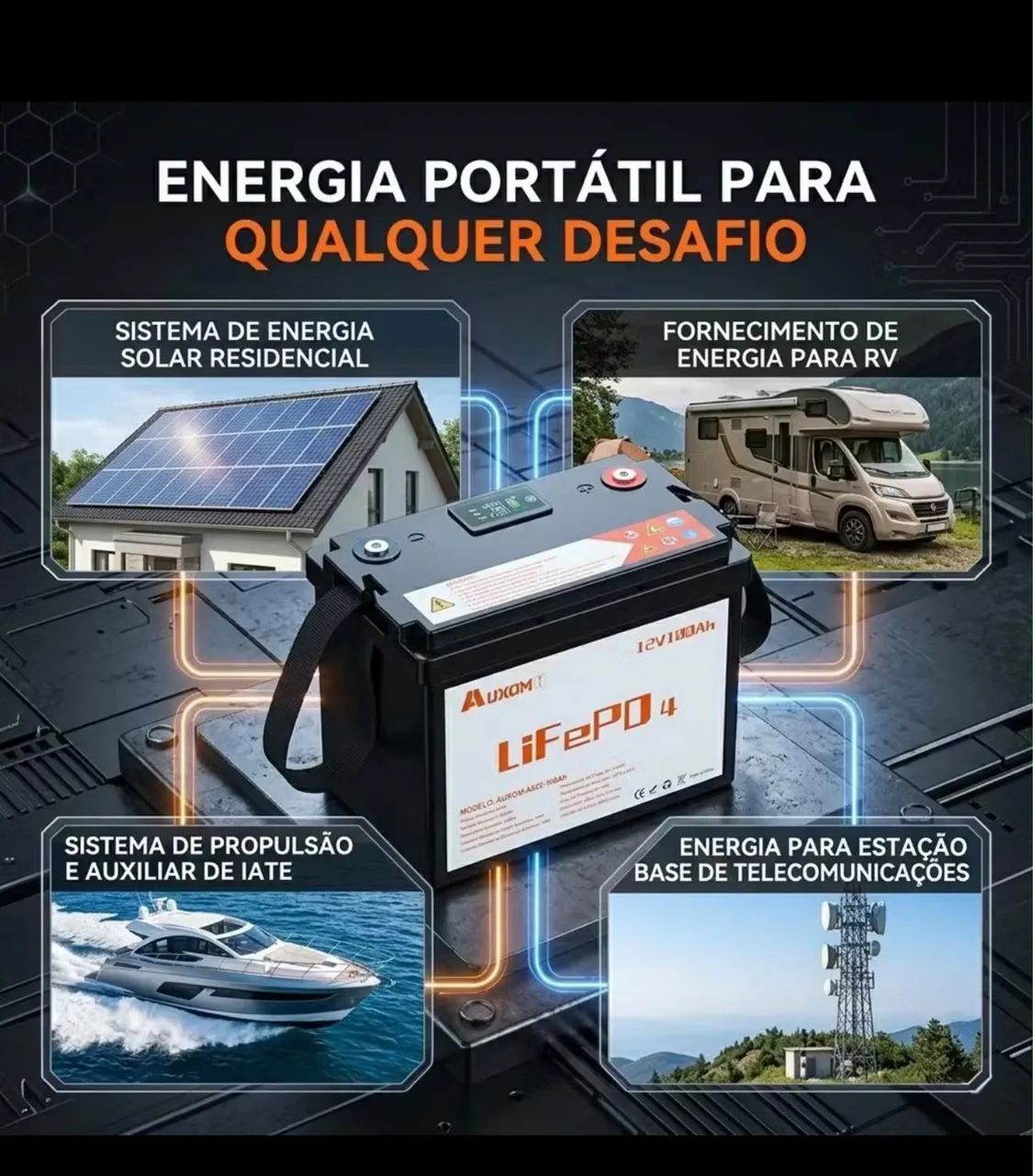 Bateria nova litio 100 ah 12v 