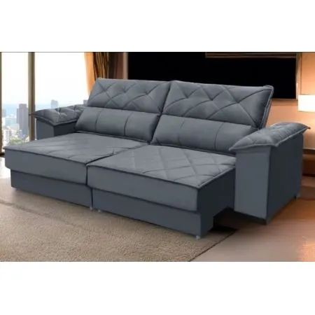 Sofa Roma 2,60 Retratil Reclinavel - Cinza 