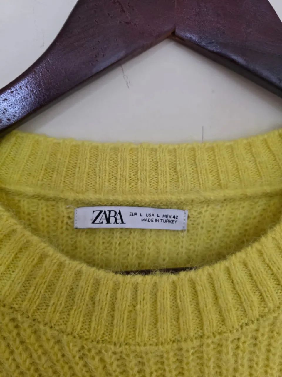 Suéter Zara Masculino Amarelo Lima Tam L (G) - Estado de Novo - Foto 6