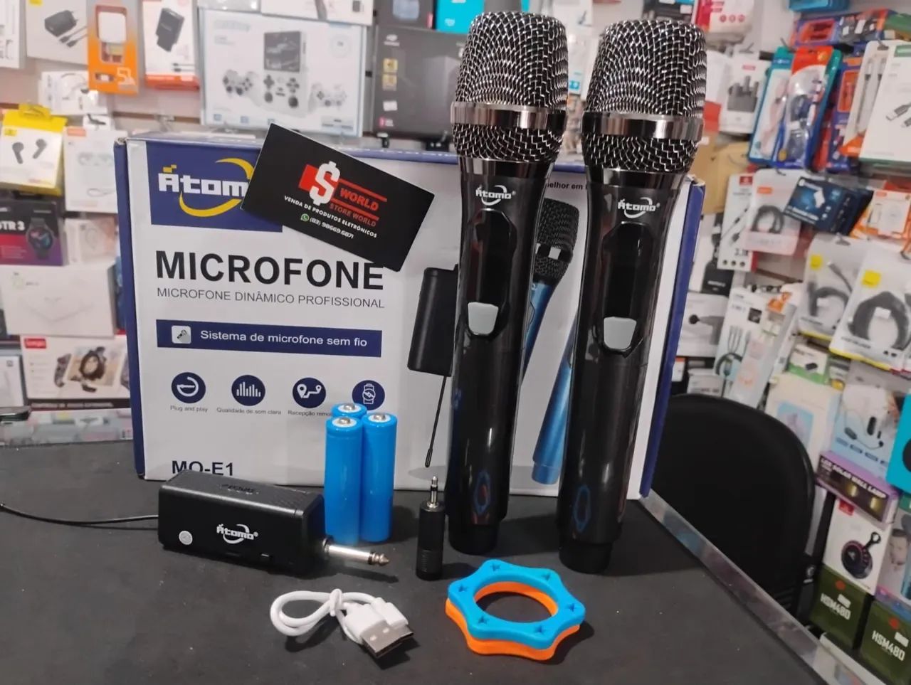 Microfone duplo sem fio - Store World 