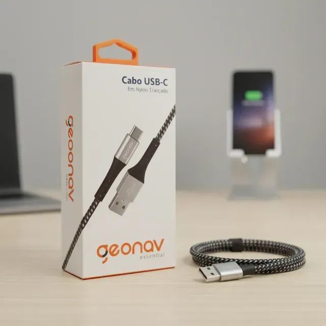 Cabo Usb C Geonav Essential 1,2metros Preto