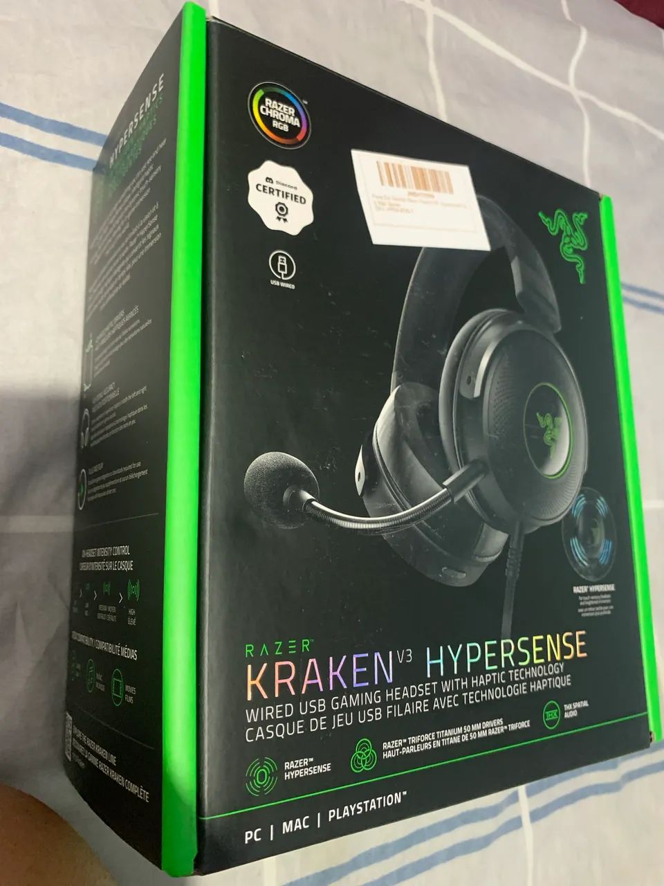 Headset Gamer Razer Kraken V3 Hypersense Novo na Caixa - Foto 3
