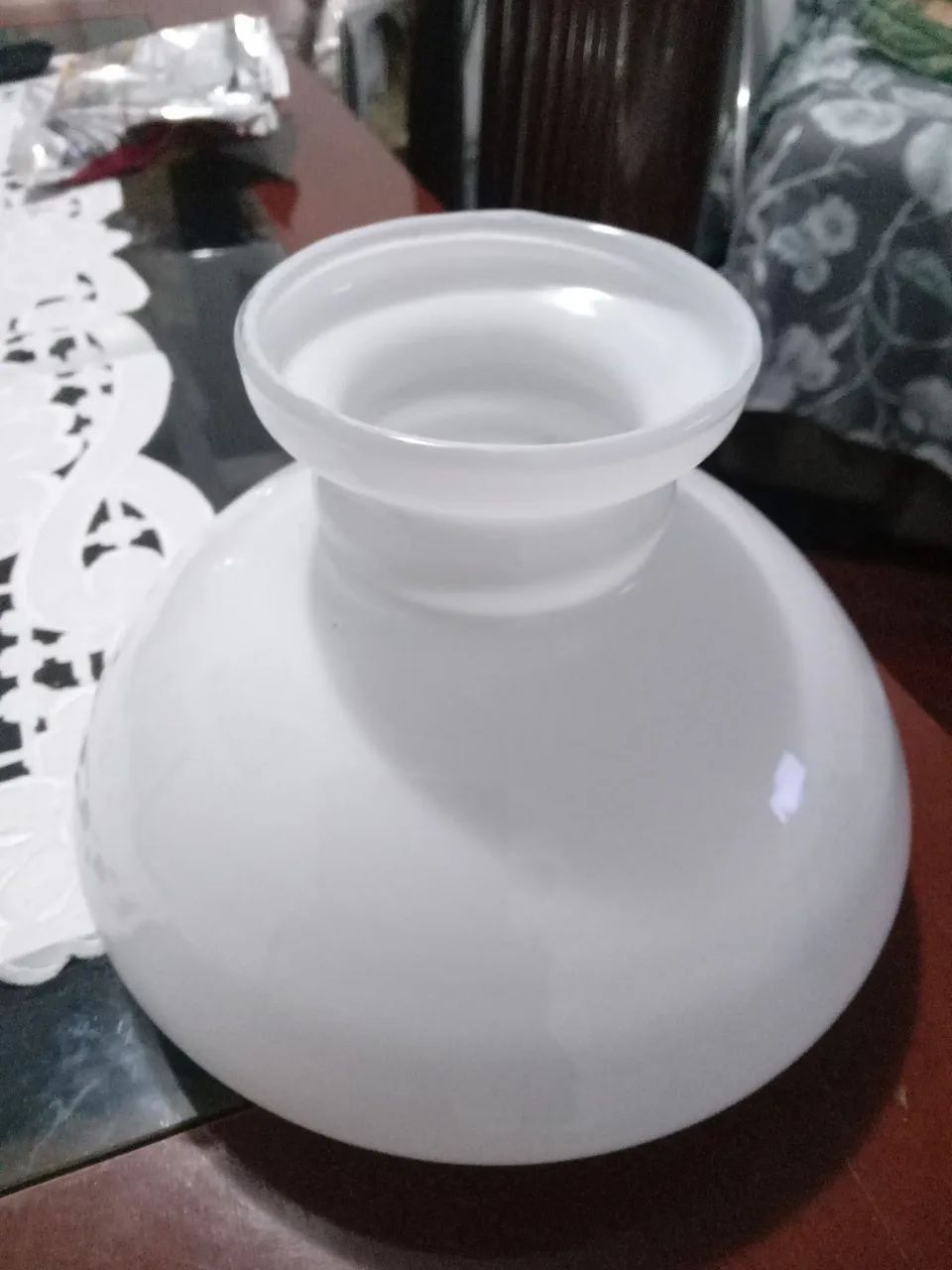 Cúpula de vidro  liso leitoso 