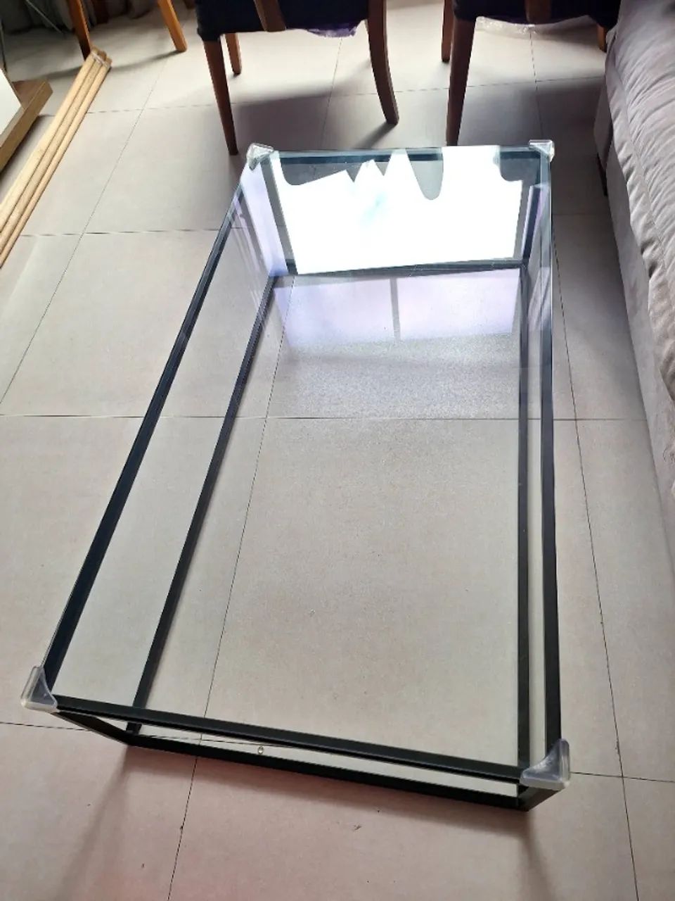 Mesa de centro tok&Stok de aço com tampo de vidro - Foto 2