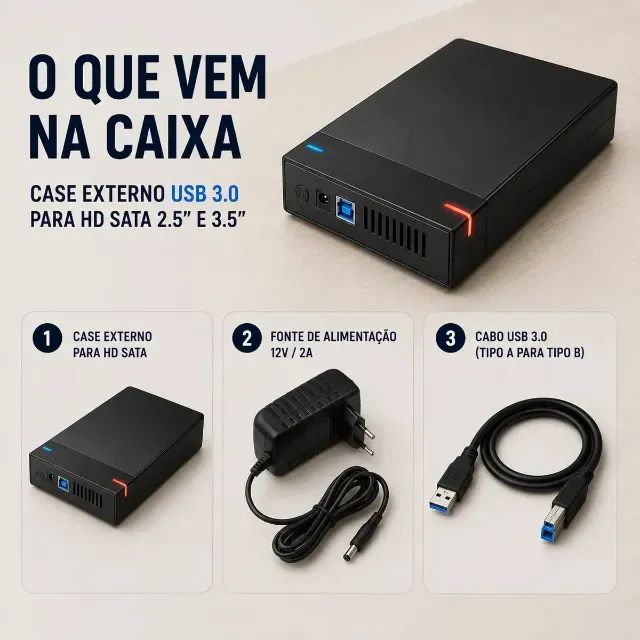 Case HD externo 2,5 e 3,5 novo lacrado com garantia! - Foto 3