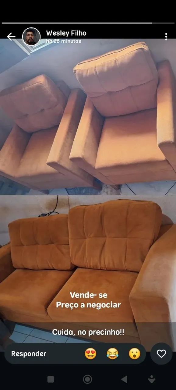 Sofá três lugares com duas poltronas