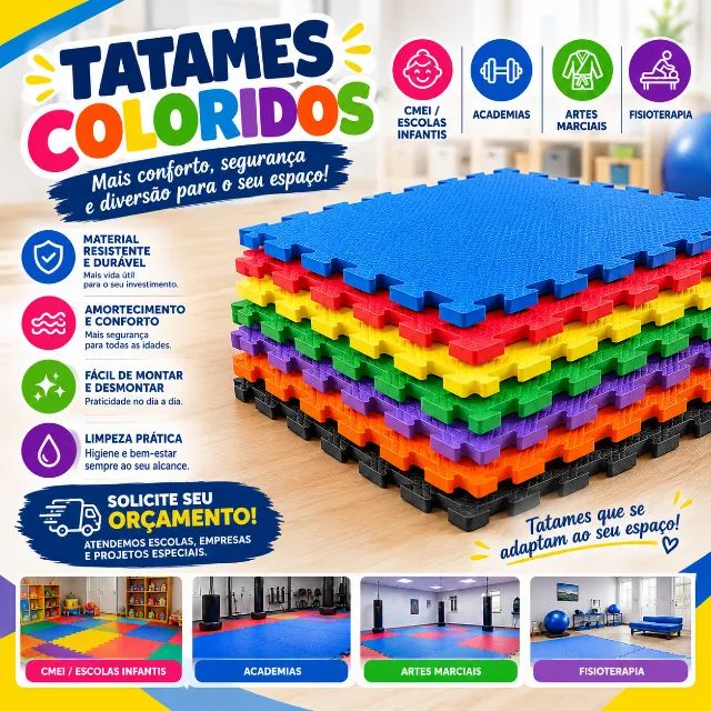 TATAMES COLORIDOS - CONFORTO, SEGURANÇA E CUIDADO!
