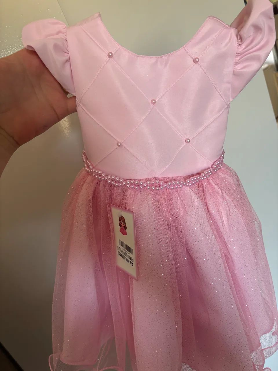 Vestido rosa com glitler 