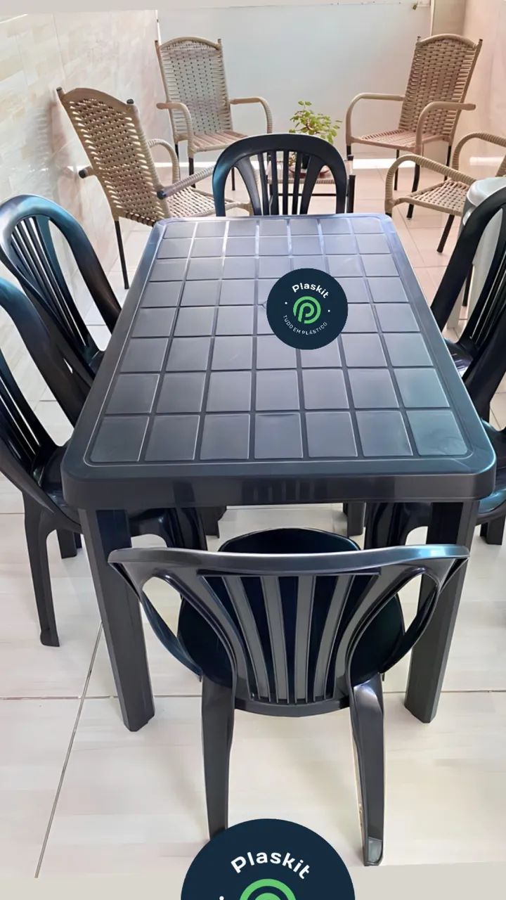 Kit | mesa retangular com 6 cadeiras 