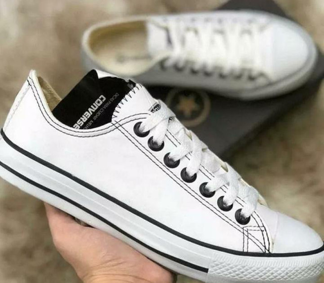 converse branco de couro