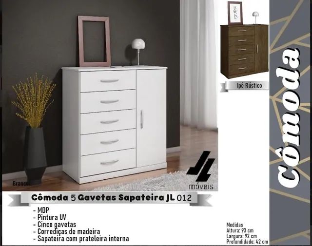 Cômoda 5 gavetas sapateira 