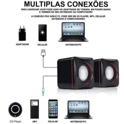 Caixa Caixinha Som Computador Mini P2 Usb Celular Notebook Pc - Foto 5