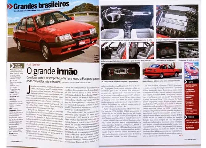 Fiat Tempra - Kit 2 Revistas Quatro Rodas - 16V e 2 Portas - Foto 2