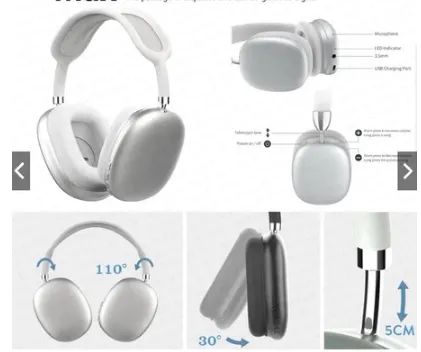 Headphone P9 Air Bluetooth Music Fone De Ouvido Estéreo Sem Fio Com Microfone z806 - Foto 5