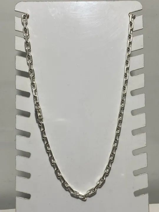 Cordão de prata 925 - 99g cadeado maciço 7mm  60cm fecho gaveta - Foto 3
