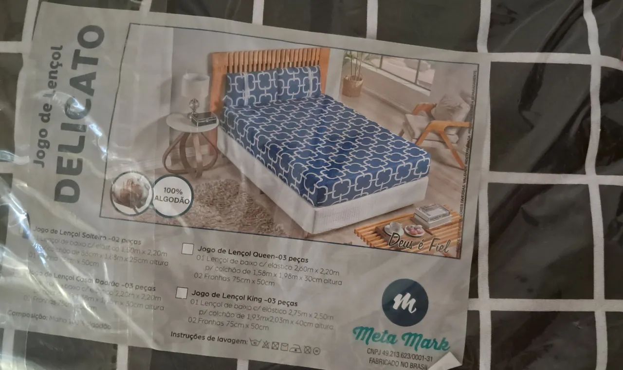  2 jogos de Lençois Solteiro 2 peças Quadriculado Elástico-novos - Foto 4