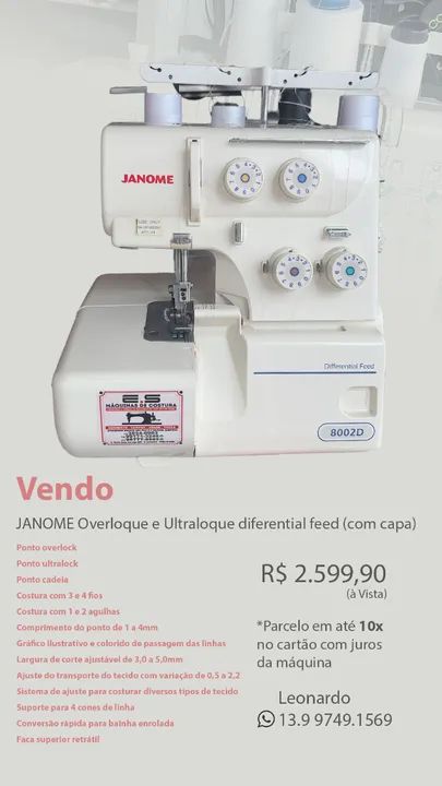 Máquina de costura Overloque e Ultraloque Janome - Foto 2