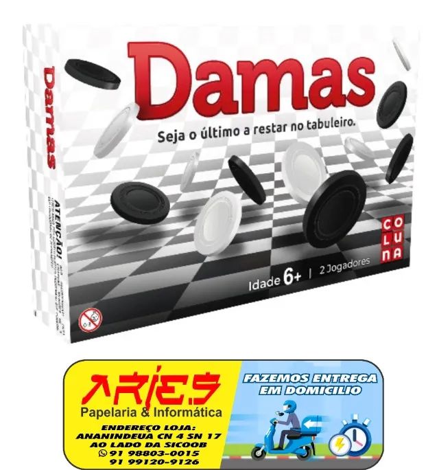 JOGO CLÁSSICO DE DAMAS FABRICANTE COLUNA