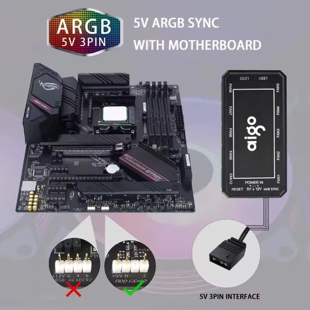 Controladora Coolers/fans ARGB Aigo AR12/AM12 LED - Foto 4