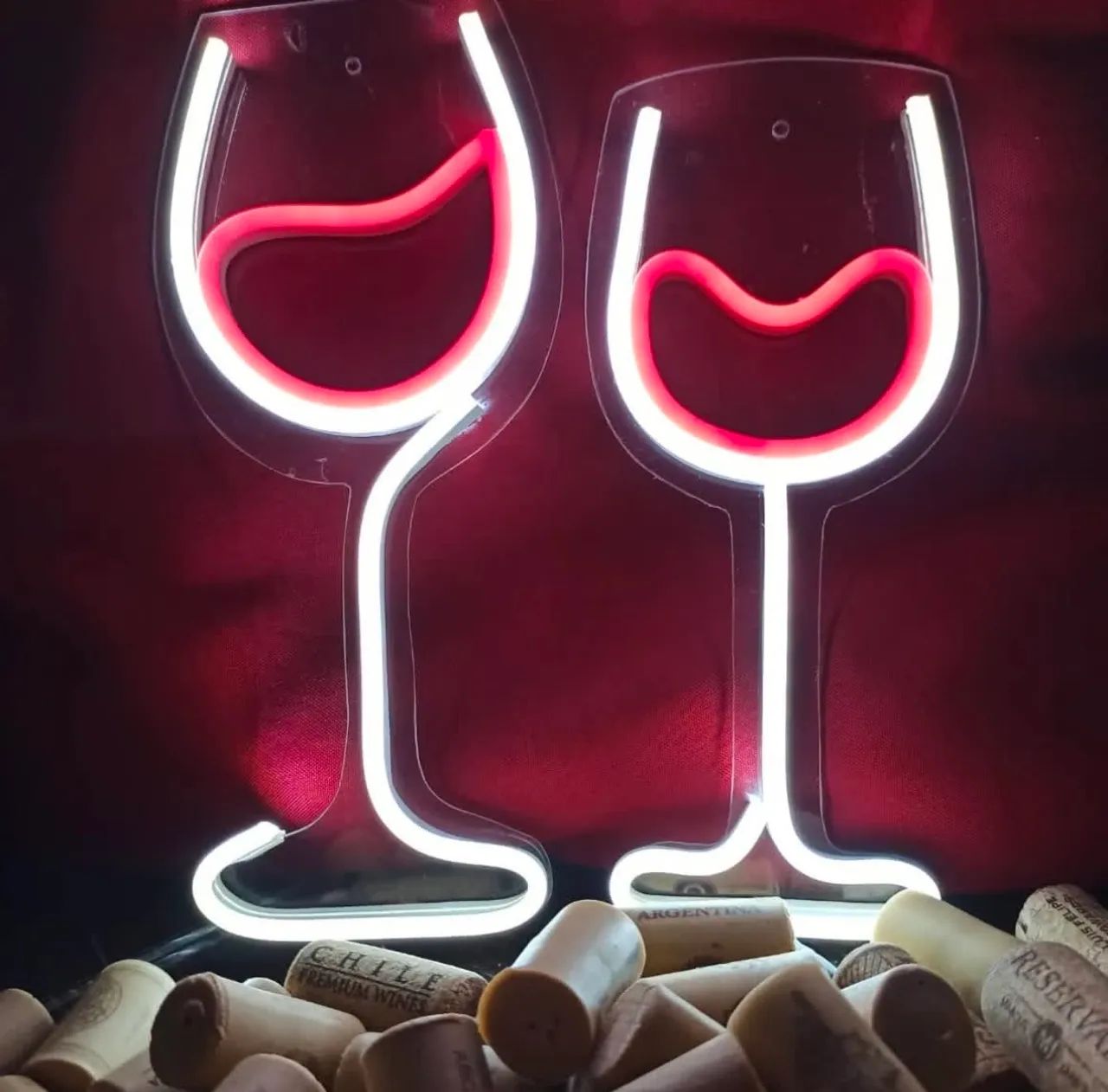 Luminoso Led Neon Taça de Vinho