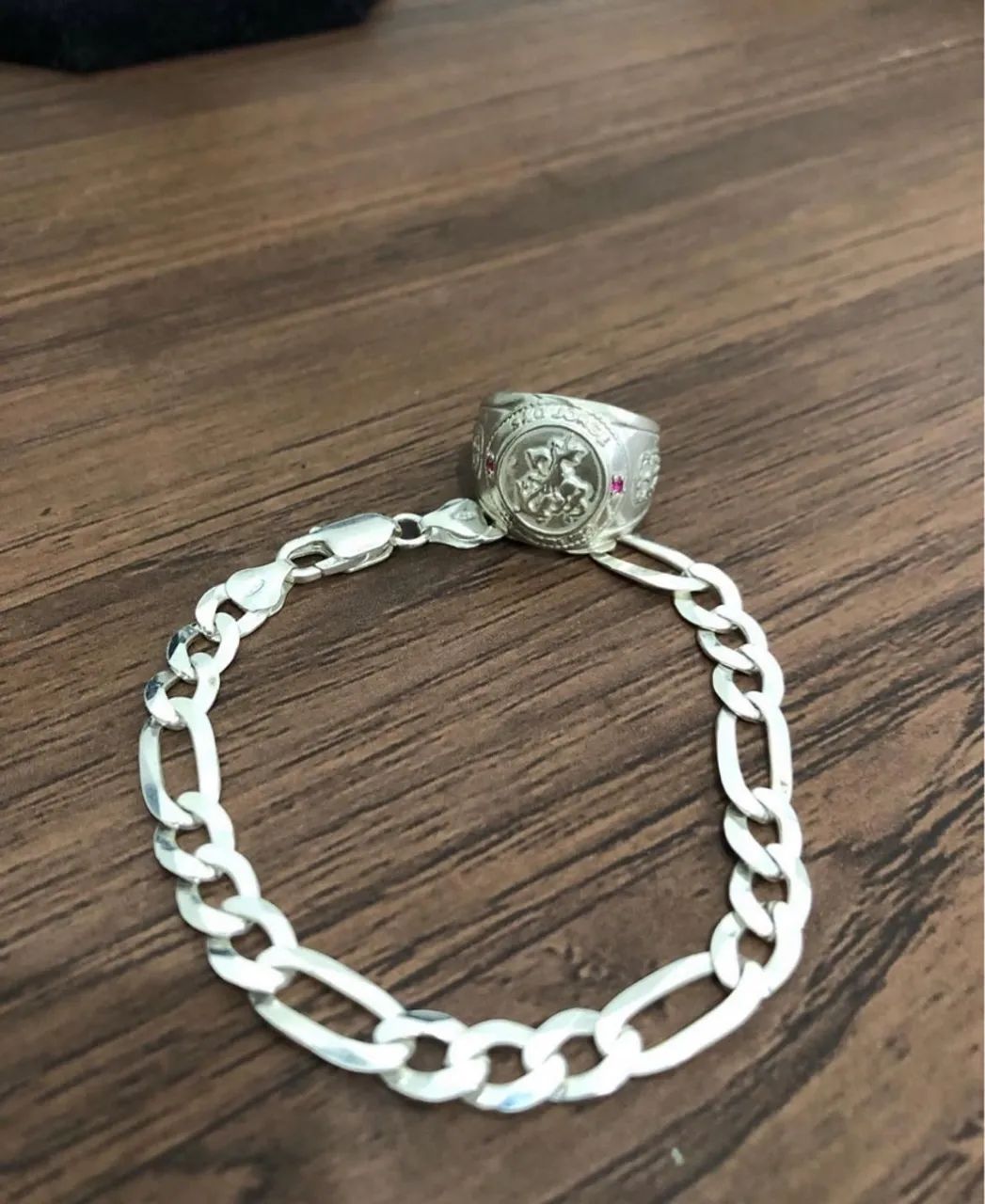Pulseira e anel de prata 925