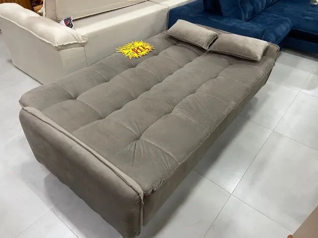 sofá cama revestido no veludo 