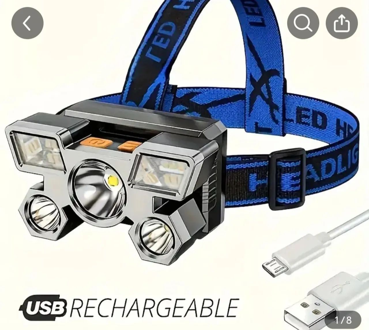 Lanterna de cabeça usb recarregável  - Foto 4