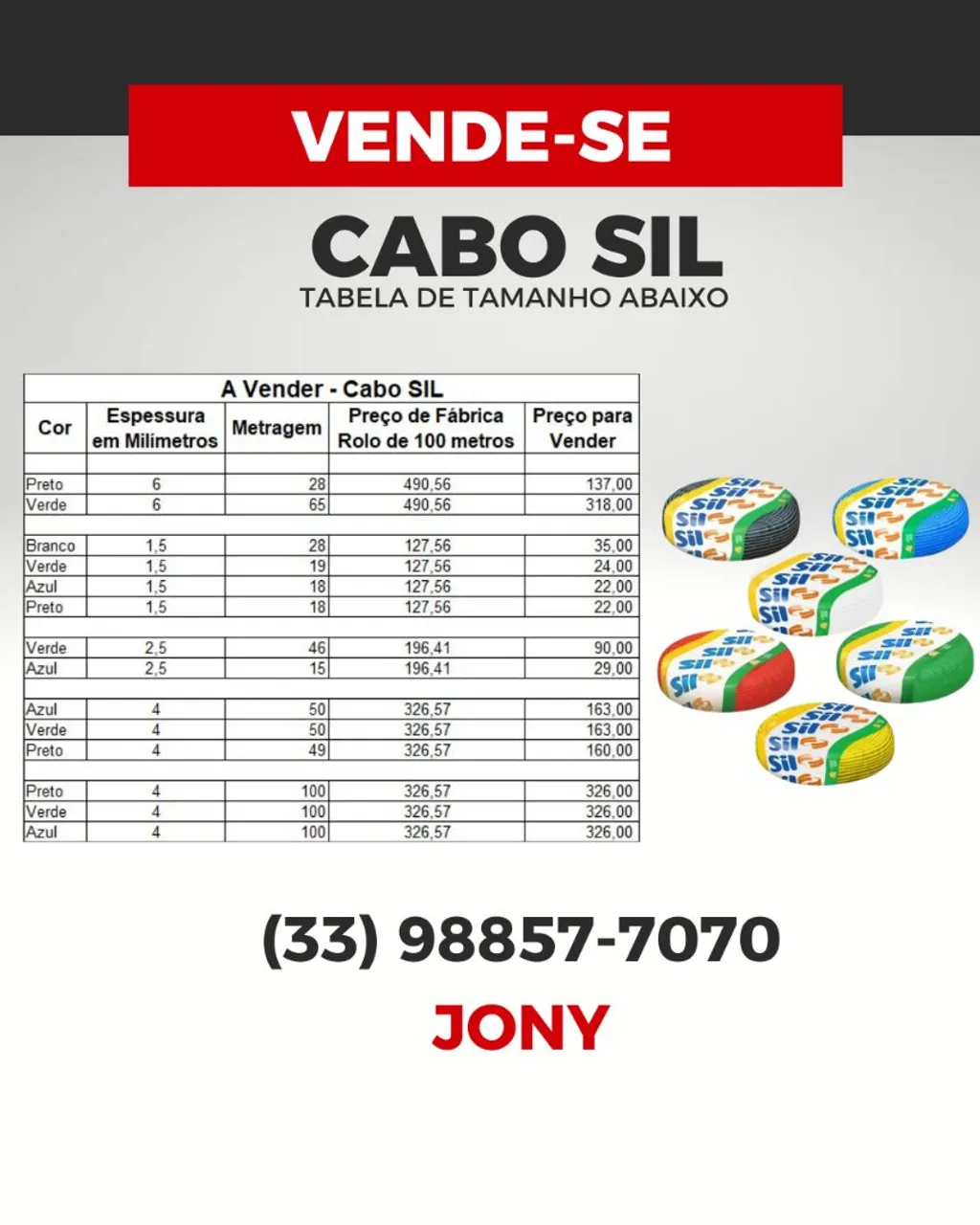 Cabos de Energia Sil (fios)