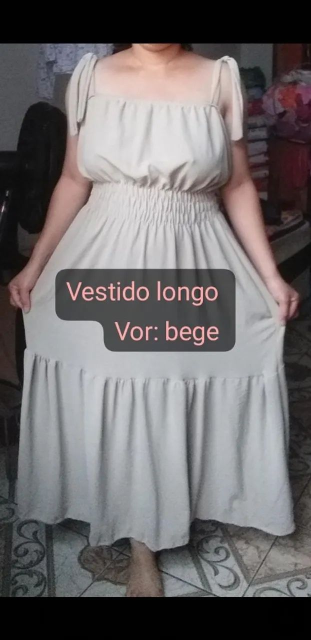 Vestido Longo lastex Bege - Foto 4