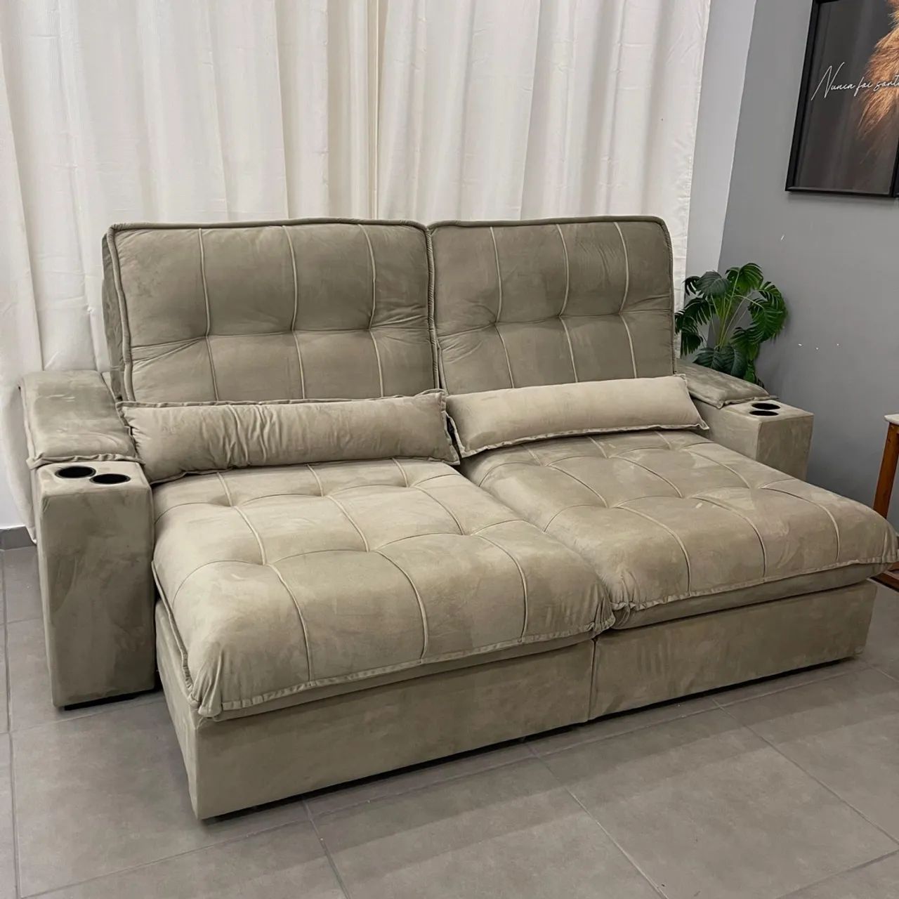 Sofá Retrátil e Reclinável Veneza 250cm Molas Ensacadas p543 - Foto 3
