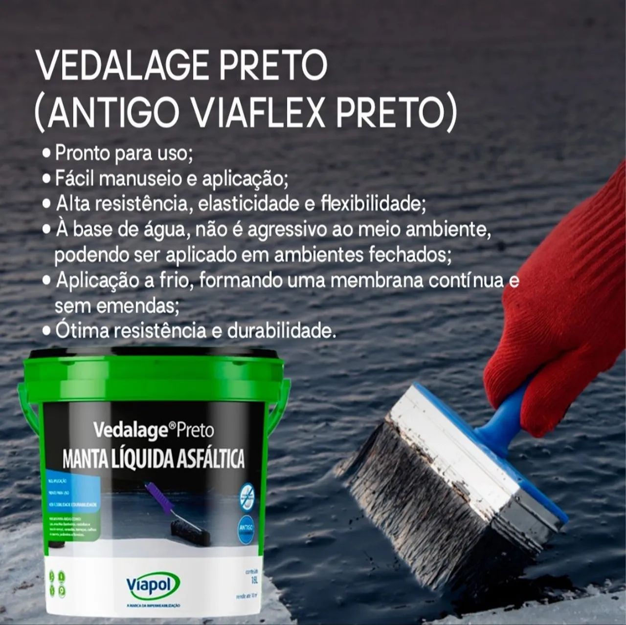Vedalage Preto - Manta Líquida Asfáltica 18L - Foto 2