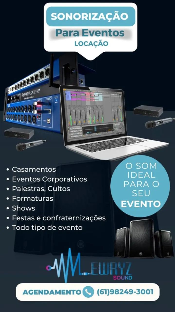 Som para eventos gerais (casamentos, cultos, reuniões e etc)