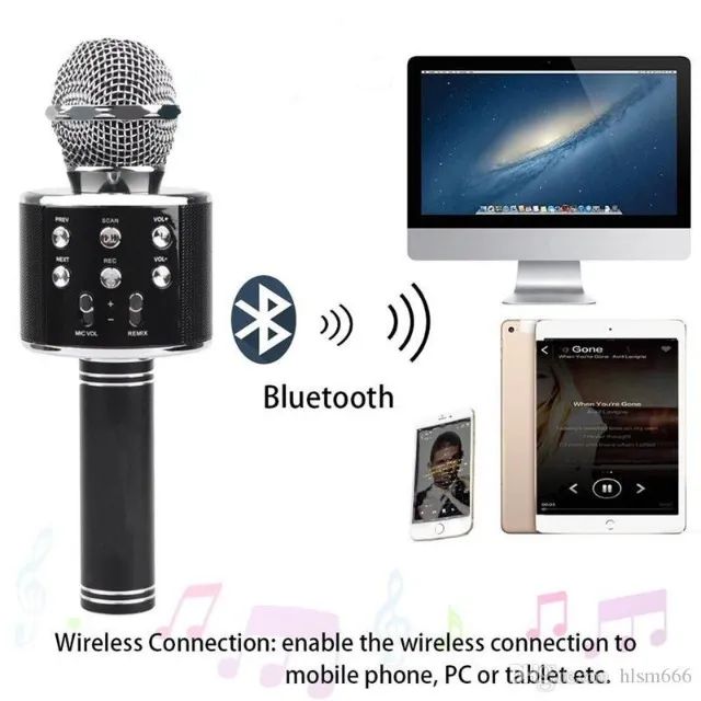 Microfone karaokê Usb sem fio Bluetooth Canta Criança - Foto 5