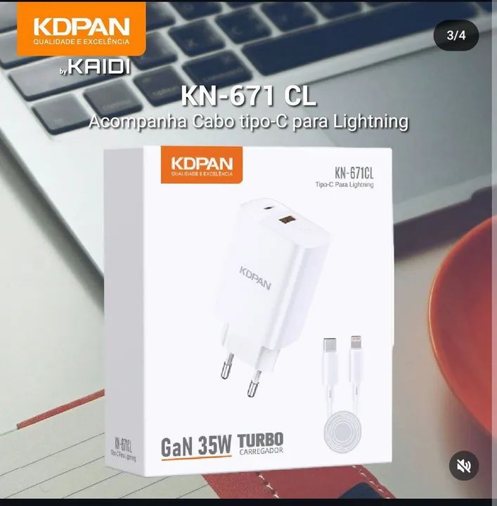 Carregador Rápido 35W Tipo C - KDPAN KN-671CC - Foto 3