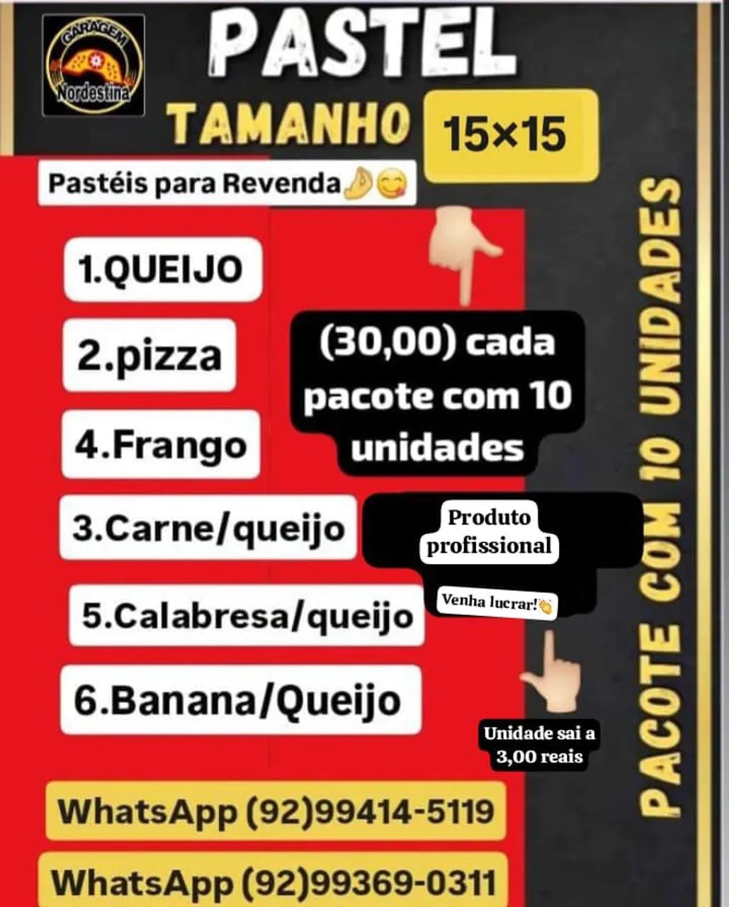 Pastel 15x15 - Pacote com 10 unidades