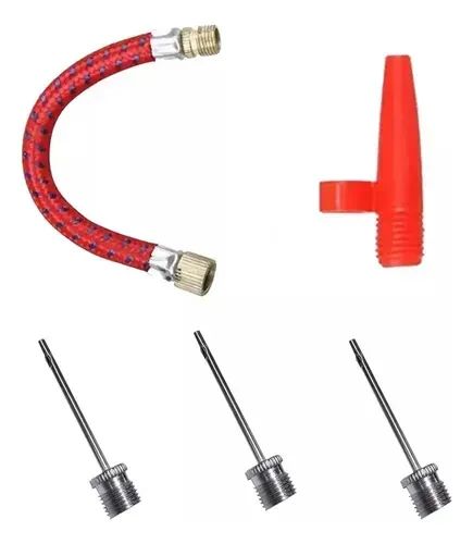 Kit Bico Pito Bomba De Encher Bola Adaptador Pneu 5 Pçs