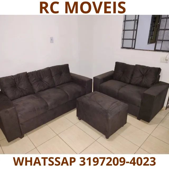 Sofá Canadá 2 e 3 Lugares + Puff - Conforto e Qualidade Garantidos