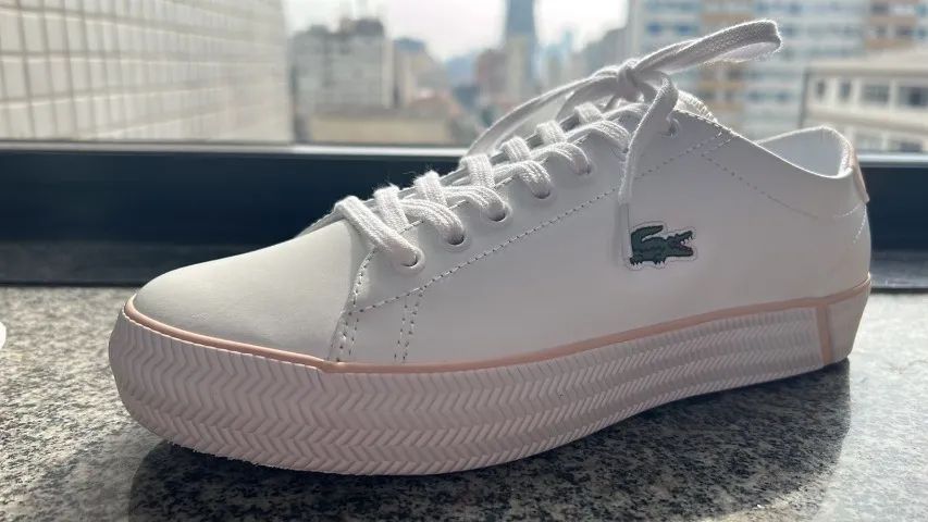 Tênis Lacoste Gripshot Bl Em Couro Feminino - Branco+Pink - Foto 2