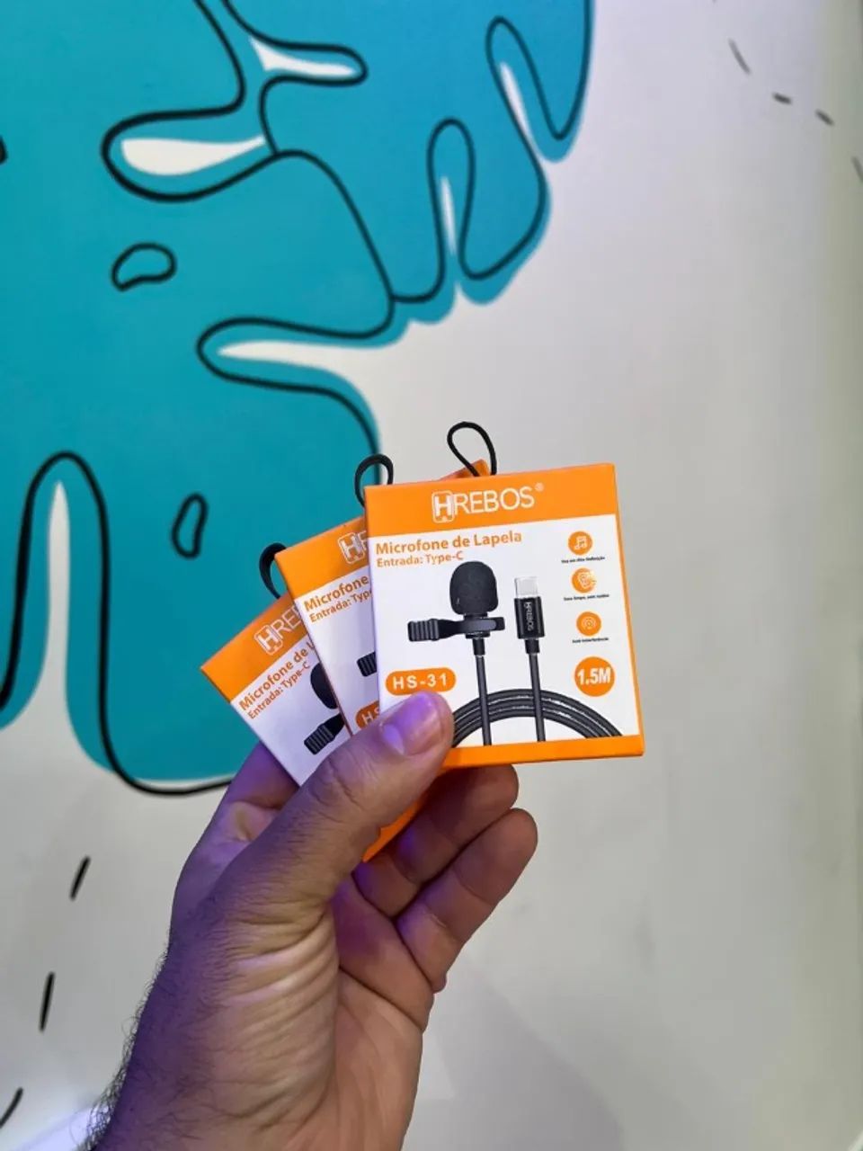 Microfone lapela com fio  Típo C / $30,00