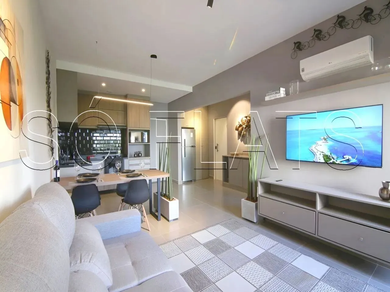 Flat no Le Bougainville com 57m², 1 dormitório e 1 vaga disponível para locação em Alphavi